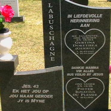 LABUSCHAGNE Pieter Ignatius du Plessie 1946- &amp; Gertina Dorethea 1949-2005