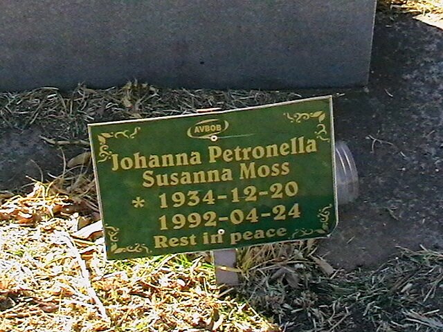 MOSS Johanna Petronella Susanna 1934-1992