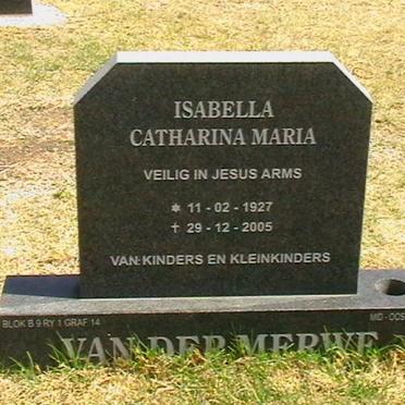 MERWE Isabella Catharina Maria, van der 1927-2005