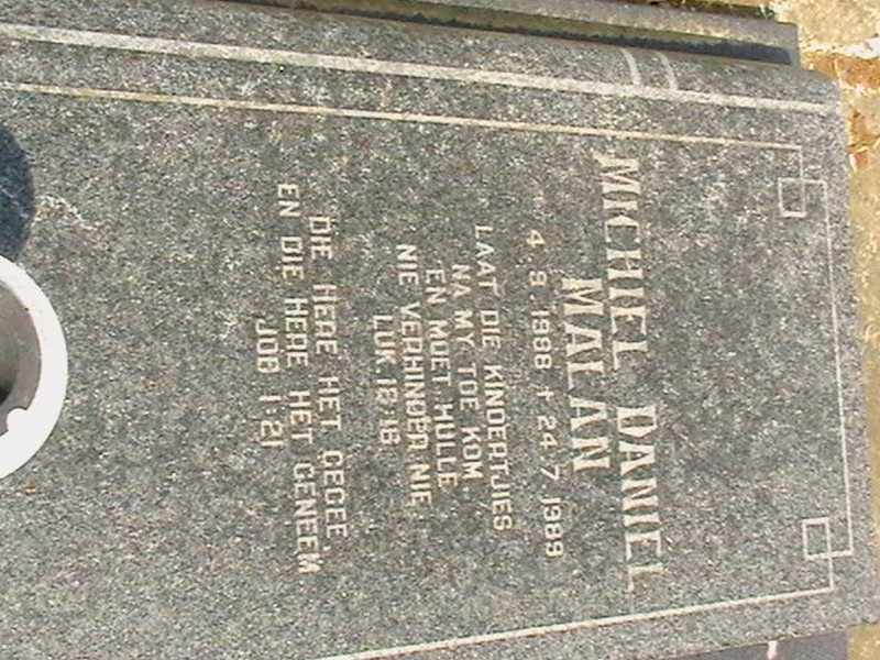 MALAN Michiel Daniel 1988-1989