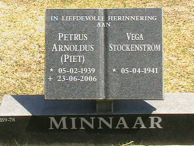 MINNAAR Petrus Arnoldus 1939-2006 &amp; Vega STOCKENSTRÖM 1941-