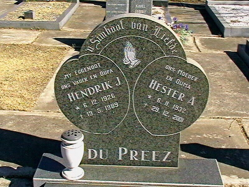 PREEZ Hendrik J. du 1926-1989 &amp; Hester A. 1932-2001