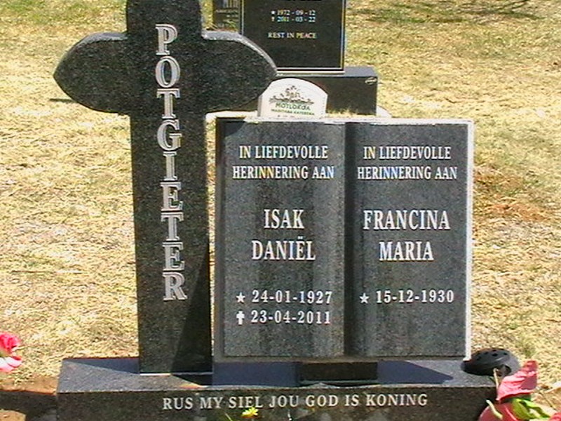 POTGIETER Isak Daniël 1927-2011 &amp; Francina Maria 1930-