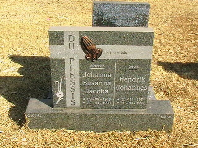 PLESSIS Johanna Susanna Jacoba, du 1948-1998 :: DU PLESSIS Hendrik Johannes 1974-1999