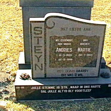 STEYN Andries 1939-1998 &amp; Martie 1943-