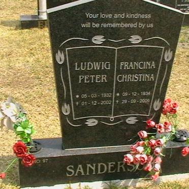SANDERSON Ludwig Peter 1932-2002 &amp; Francina Christina 1934-2006