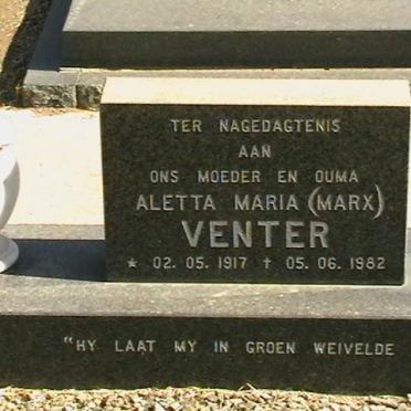 VENTER Aletta Maria nee MARX 1917-1982