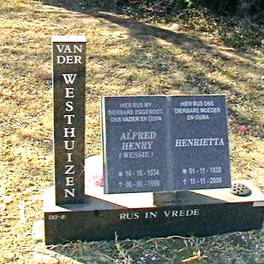 WESTHUIZEN Alfred Henry, van der 1934-1999 &amp; Henrietta 1930-2009