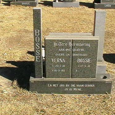BOSSE Bossie 1941- &amp; Verna 1941-1994