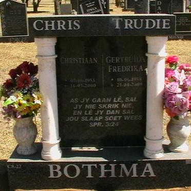 BOTHMA Christiaan 1953-2000 &amp; Gertruida Fredrika 1958-2009