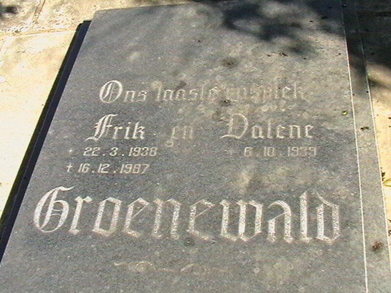 GROENEWALD Frik 1938-1987 &amp; Dalene 1939-