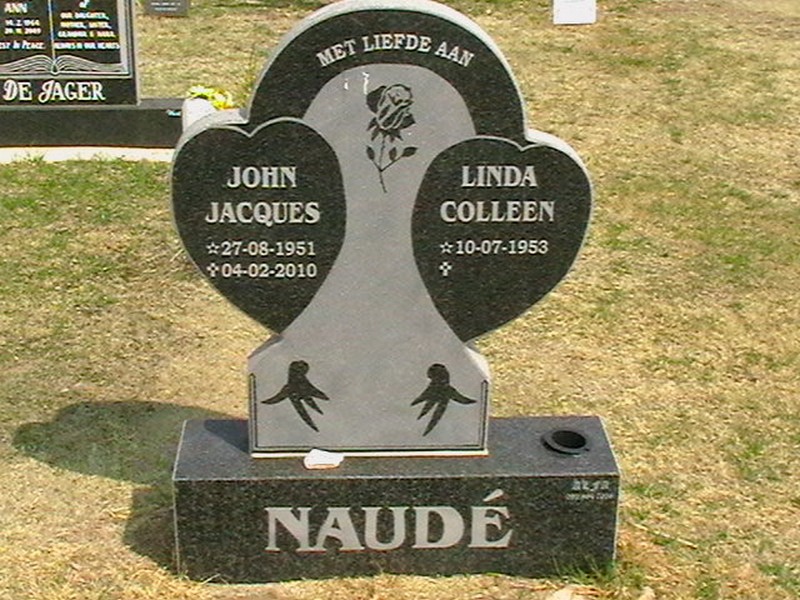 NAUDÉ John Jacques 1951-2010 &amp; Linda Colleen 1953-