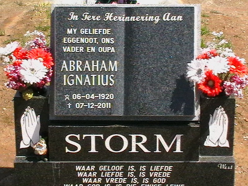 STORM Abraham Ignatius 1920-2011