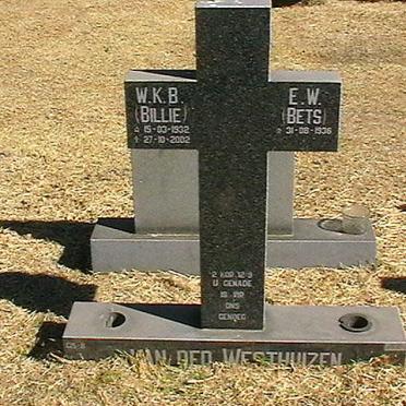WESTHUIZEN W.K.B., van der 1932-2002 &amp; E.W. 1936-