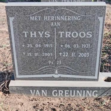 GREUNING Thys, van 1915-2003 & Troos 1921-2003