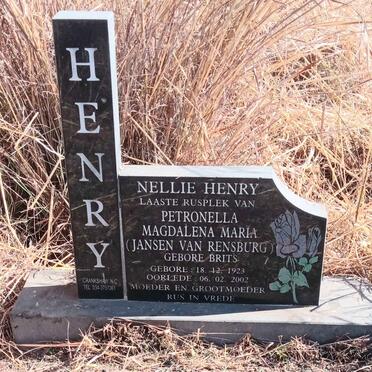 HENRY Petronella Magdalena Maria voorheen JANSEN VAN RENSBURG nee BRITS 1923-2002