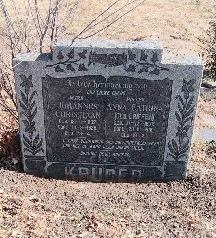 KRUGER Johannes Christiaan 1862-1939 & Anna Catrina GRIFFEN 1872-1919