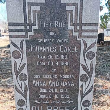 PREEZ Johannes Carel, du 1901-1960 & Anna Andriana 1910-1963