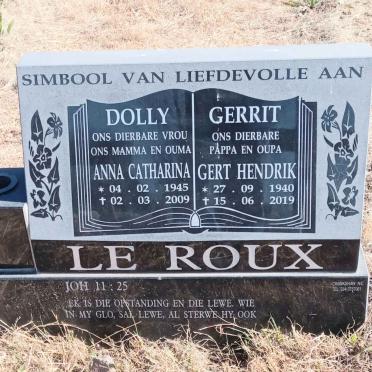 ROUX Gert Hendrik, le 1940-2019 & Anna Catharina 1945-2009 