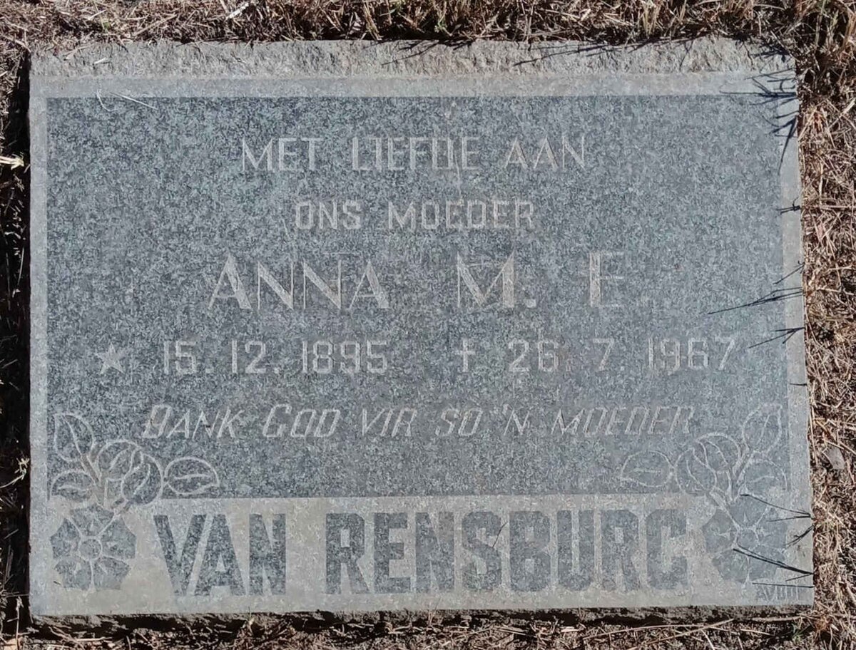 RENSBURG Anna M.E., van 1895-2967