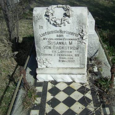 BACKSTROM Susanna M., von nee LOTTER 1891-1937