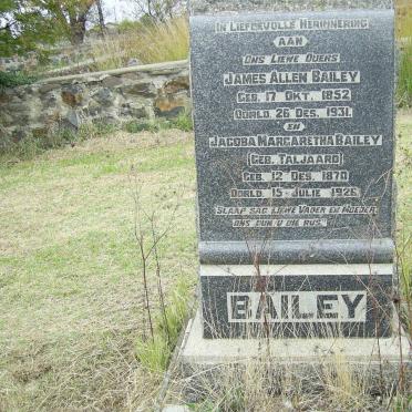 BAILEY James Allen 1852-1931 &amp; Jacoba Margaretha TALJAARD 1870-1926
