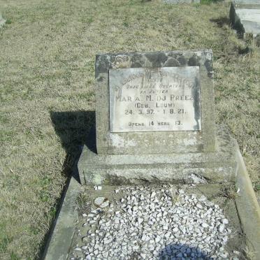 PREEZ Maria M. du nee LOUW 1897-1921