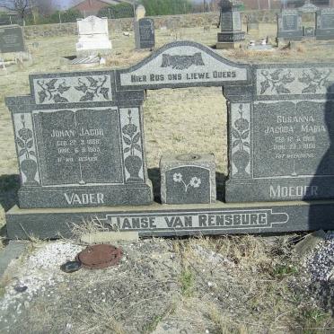 RENSBURG Johan Jacob, Janse Van 1866-1953 &amp; Susanna Jacoba Maria 1868-1956