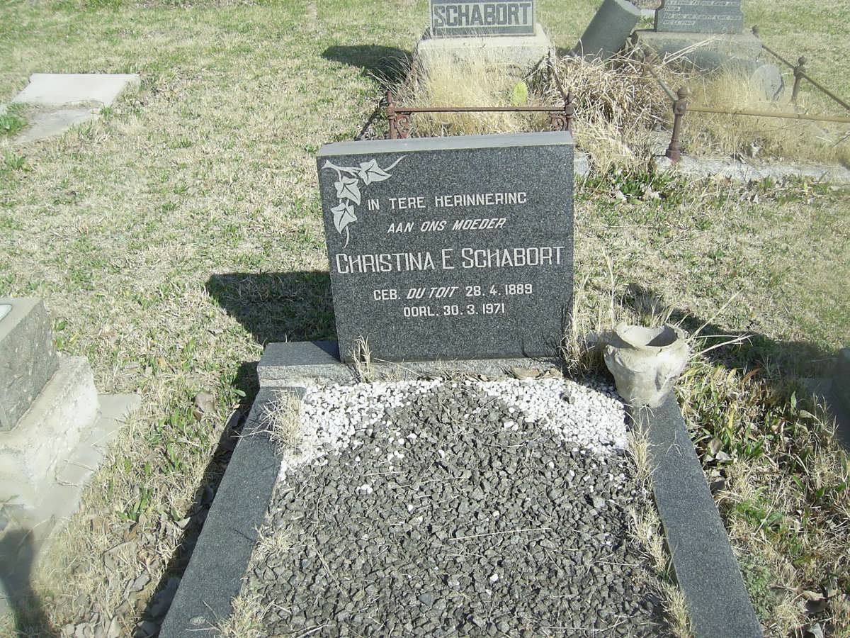 SCHABORT Christina E. nee DU TOIT 1889-1971