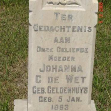 WET Johanna C., de nee GELDENHUYS 1863-1902