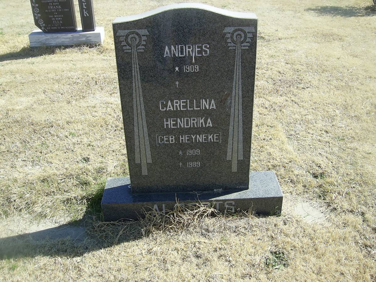 ALBERTS Andries 1909-  &amp; Carellina Hendrika HEYNEKE 1909-1989