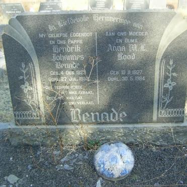 BENADE Hendrik Johannes 1923-1952 &amp; Anna M.L. ROOD 1927-1984