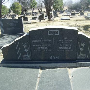 BAM Johannes 1905-1986 &amp; Elizabeth Magdalena 1906-1979