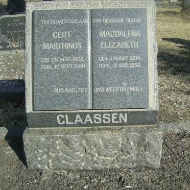 CLAASSEN Gert Marthinus 1886-1958 &amp; Magdalena Elizabeth 1894-1956