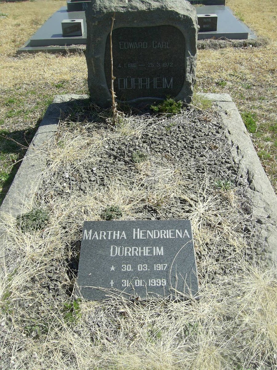 DURRHEIM Edward Carl 1918-1972 &amp; Martha Hendriena 1917-1999