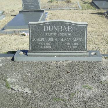 DUNBAR Joseph John 1915-1980 &amp; Susan Mary 1919-1980