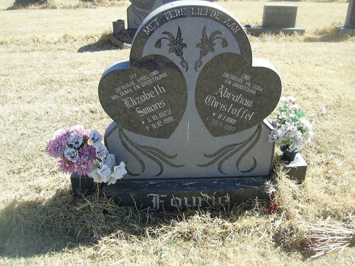 FOURIE Abraham Christoffel 1919-1992 &amp; Elizabeth Simons 1923-1991