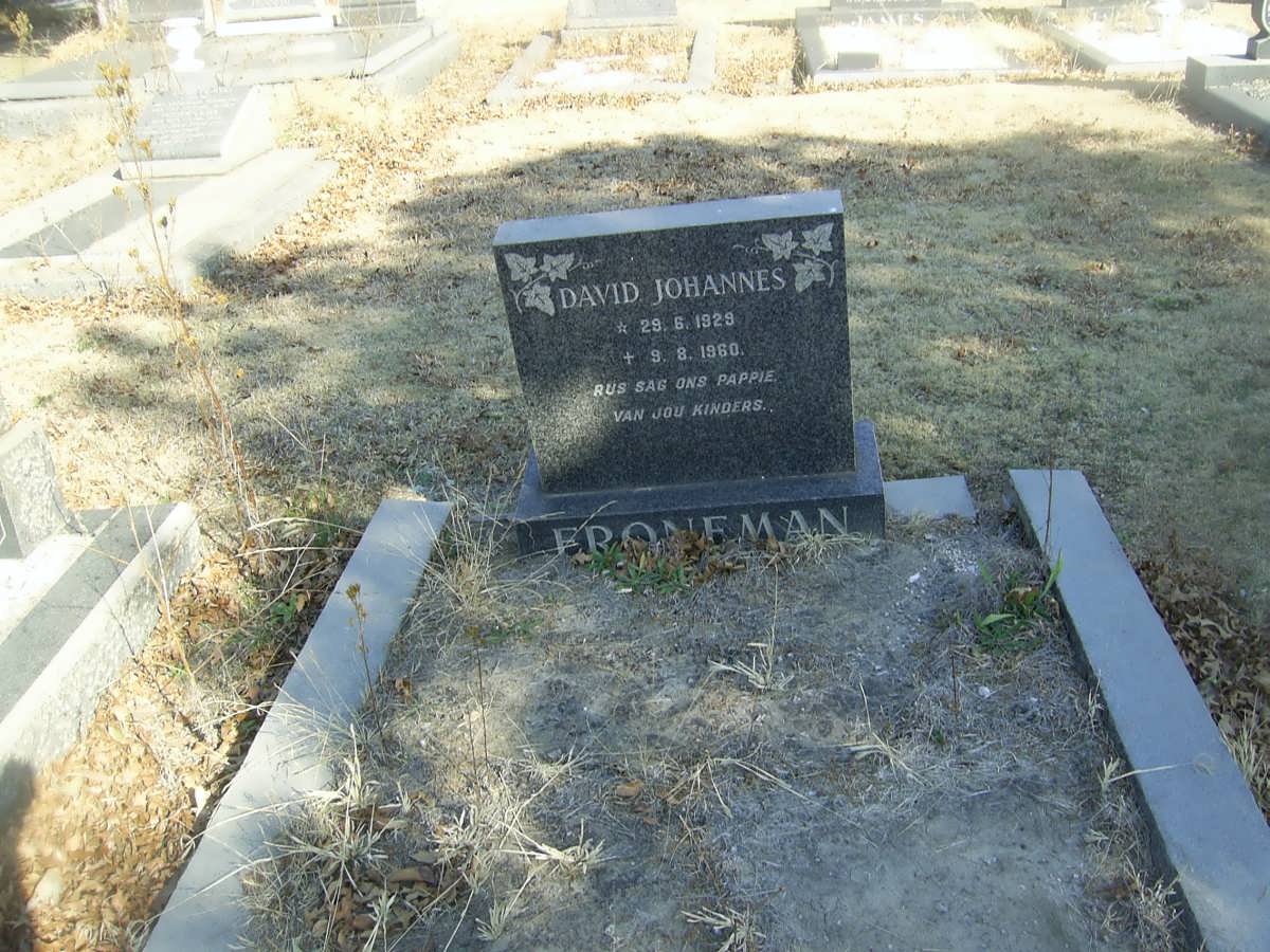 FRONEMAN David Johannes 1929-1960