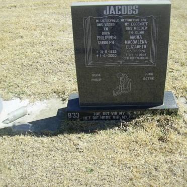JACOBS Philippus Rudolph 1922-2000 &amp; Maria Magdalena Elizabeth BREYTENBACH 1924-1997