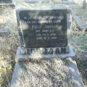 JORDAAN Pollie nee MEINTJES 1899-1980