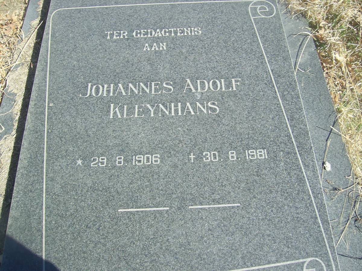 KLEYNHANS Johannes Adolf 1906-1981