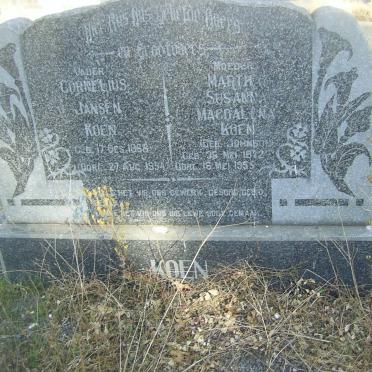 KOEN Cornelius Jansen 1868-1954 &amp; Martha Susanna Magdalena JOHNSON 1872-1955