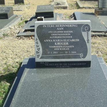 KRUGER Anna Maria Elizabeth formerly CLAASEN nee MARAIS 1915-2004