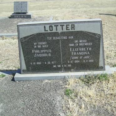 LOTTER Philippus Jacobus 1903-1977 &amp; Elizabeth Francina de JAGER 1904-1989