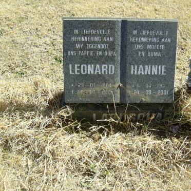 LABUSCHAGNE Leonard 1904-1995 &amp; Hannie 1913-2001