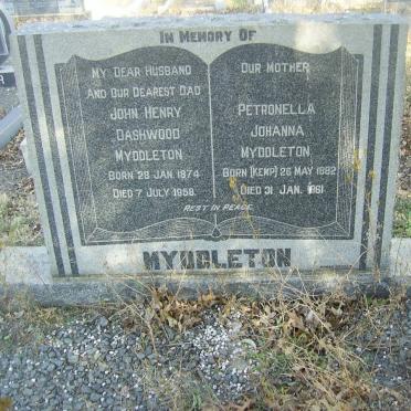 MYDDLETON John Henry Dashwood 1874-1958 &amp; Petronella Johanna KEMP 1882-1961