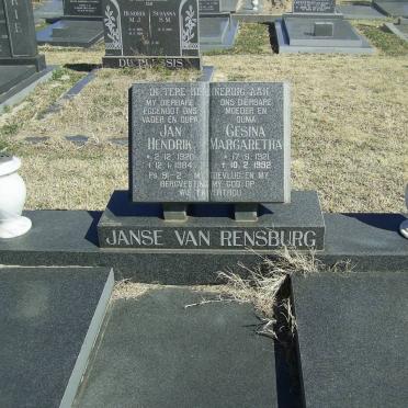RENSBURG Jan Hendrik, Janse van 1920-1984 &amp; Gesina Margaretha 1921-1992