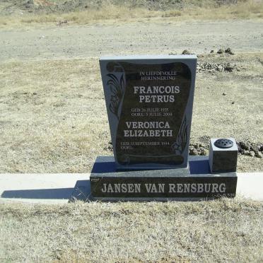 RENSBURG Francois Petrus, Jansen van 1935-2004 &amp; Veronica Elizabeth 1944-