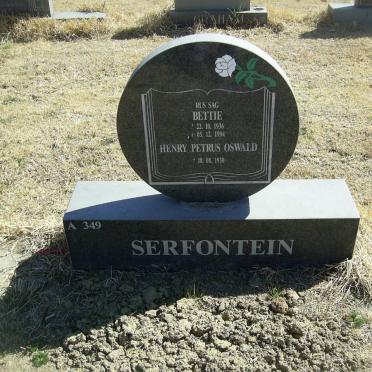 SERFONTEIN Henry Petrus Oswald 1930-  &amp; Bettie 1936-1994