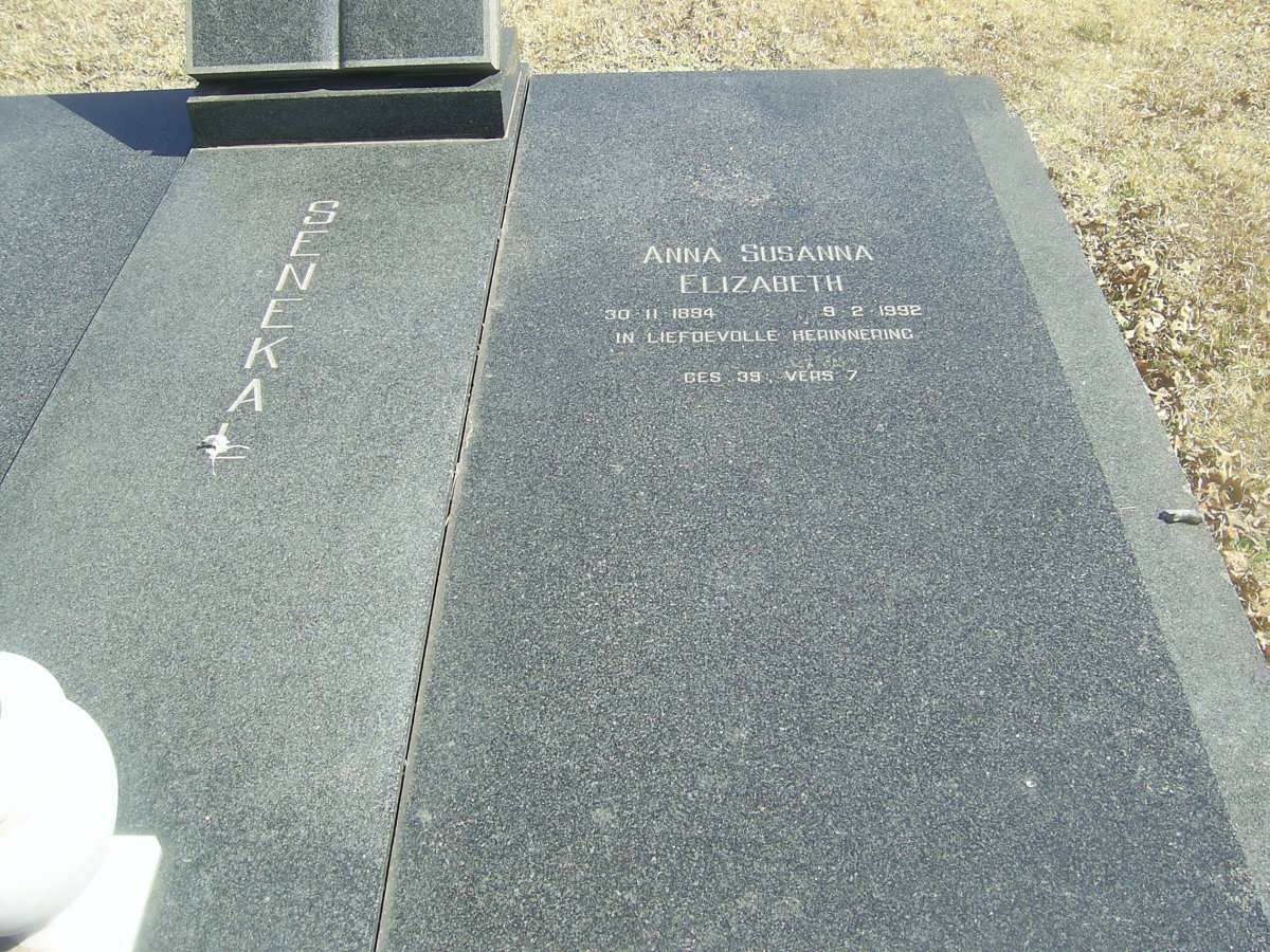 SENEKAL Anna Susanna Elizabeth 1894-1992